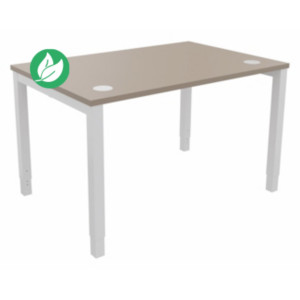 Bureau ajustable en hauteur Burocolor avec obturateurs - L.120 x P.80 cm - Plateau Argile - Pieds Blanc Bureau ajustable en hauteur Burocolor avec obturateurs - L.120 x P.80 cm - Plateau Argile - Pieds Blanc