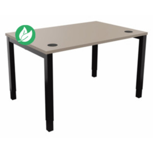 Bureau ajustable en hauteur Burocolor avec obturateurs - L.120 x P.80 cm - Plateau Argile - Pieds Noir Bureau ajustable en hauteur Burocolor avec obturateurs - L.120 x P.80 cm - Plateau Argile - Pieds Noir