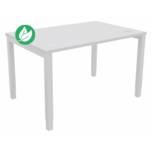 Bureau ajustable en hauteur Burocolor avec obturateurs - L.120 x P.80 cm - Plateau Blanc - Pieds Blanc Bureau ajustable en hauteur Burocolor avec obturateurs - L.120 x P.80 cm - Plateau Blanc - Pieds Blanc