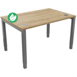 Bureau ajustable en hauteur Burocolor avec obturateurs - L.120 x P.80 cm - Plateau Chêne Nebraska - Pieds Aluminium Bureau ajustable en hauteur Burocolor avec obturateurs - L.120 x P.80 cm - Plateau Chêne Nebraska - Pieds Aluminium