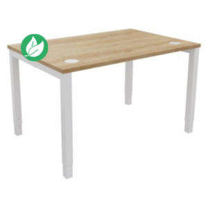 Bureau ajustable en hauteur Burocolor avec obturateurs - L.120 x P.80 cm - Plateau Chêne Nebraska - Pieds Blanc Bureau ajustable en hauteur Burocolor avec obturateurs - L.120 x P.80 cm - Plateau Chêne Nebraska - Pieds Blanc