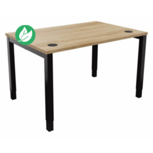 Bureau ajustable en hauteur Burocolor avec obturateurs - L.120 x P.80 cm - Plateau Chêne Nebraska - Pieds Noir Bureau ajustable en hauteur Burocolor avec obturateurs - L.120 x P.80 cm - Plateau Chêne Nebraska - Pieds Noir