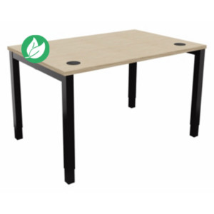 Bureau ajustable en hauteur Burocolor avec obturateurs - L.120 x P.80 cm - Plateau Chêne - Pieds Noir Bureau ajustable en hauteur Burocolor avec obturateurs - L.120 x P.80 cm - Plateau Chêne - Pieds Noir