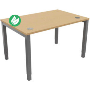 Bureau ajustable en hauteur Burocolor avec obturateurs - L.120 x P.80 cm - Plateau Hêtre - Pieds Aluminium Bureau ajustable en hauteur Burocolor avec obturateurs - L.120 x P.80 cm - Plateau Hêtre - Pieds Aluminium