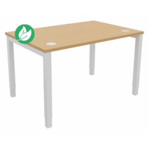 Bureau ajustable en hauteur Burocolor avec obturateurs - L.120 x P.80 cm - Plateau Hêtre - Pieds Blanc Bureau ajustable en hauteur Burocolor avec obturateurs - L.120 x P.80 cm - Plateau Hêtre - Pieds Blanc