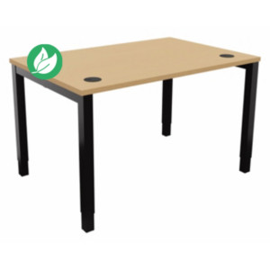 Bureau ajustable en hauteur Burocolor avec obturateurs - L.120 x P.80 cm - Plateau Hêtre - Pieds Noir Bureau ajustable en hauteur Burocolor avec obturateurs - L.120 x P.80 cm - Plateau Hêtre - Pieds Noir