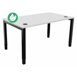 Bureau ajustable en hauteur Burocolor avec obturateurs - L.140 x P.80 cm - Plateau Blanc - Pieds Noir Bureau ajustable en hauteur Burocolor avec obturateurs - L.140 x P.80 cm - Plateau Blanc - Pieds Noir