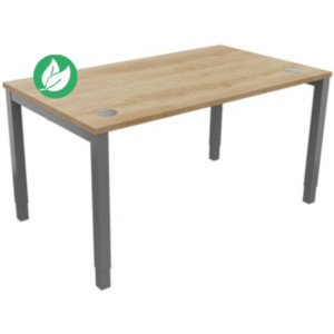 Bureau ajustable en hauteur Burocolor avec obturateurs - L.140 x P.80 cm - Plateau Chêne Nebraska - Pieds Aluminium Bureau ajustable en hauteur Burocolor avec obturateurs - L.140 x P.80 cm - Plateau Chêne Nebraska - Pieds Aluminium