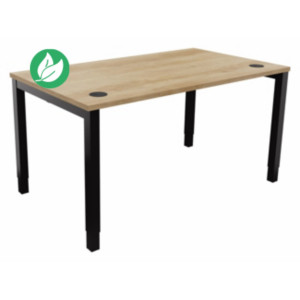 Bureau ajustable en hauteur Burocolor avec obturateurs - L.140 x P.80 cm - Plateau Chêne Nebraska - Pieds Noir Bureau ajustable en hauteur Burocolor avec obturateurs - L.140 x P.80 cm - Plateau Chêne Nebraska - Pieds Noir