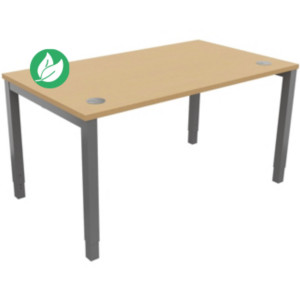 Bureau ajustable en hauteur Burocolor avec obturateurs - L.140 x P.80 cm - Plateau Hêtre - Pieds Aluminium Bureau ajustable en hauteur Burocolor avec obturateurs - L.140 x P.80 cm - Plateau Hêtre - Pieds Aluminium