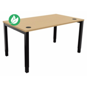 Bureau ajustable en hauteur Burocolor avec obturateurs - L.140 x P.80 cm - Plateau Hêtre - Pieds Noir Bureau ajustable en hauteur Burocolor avec obturateurs - L.140 x P.80 cm - Plateau Hêtre - Pieds Noir