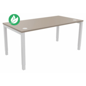 Bureau ajustable en hauteur Burocolor avec obturateurs - L.160 x P.80 cm - Plateau Argile - Pieds Blanc Bureau ajustable en hauteur Burocolor avec obturateurs - L.160 x P.80 cm - Plateau Argile - Pieds Blanc