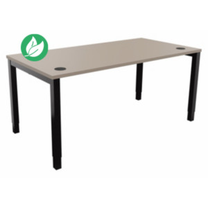 Bureau ajustable en hauteur Burocolor avec obturateurs - L.160 x P.80 cm - Plateau Argile - Pieds Noir Bureau ajustable en hauteur Burocolor avec obturateurs - L.160 x P.80 cm - Plateau Argile - Pieds Noir