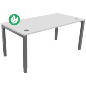 Bureau ajustable en hauteur Burocolor avec obturateurs - L.160 x P.80 cm - Plateau Blanc - Pieds Aluminium Bureau ajustable en hauteur Burocolor avec obturateurs - L.160 x P.80 cm - Plateau Blanc - Pieds Aluminium
