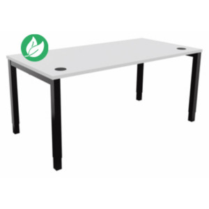 Bureau ajustable en hauteur Burocolor avec obturateurs - L.160 x P.80 cm - Plateau Blanc - Pieds Noir Bureau ajustable en hauteur Burocolor avec obturateurs - L.160 x P.80 cm - Plateau Blanc - Pieds Noir
