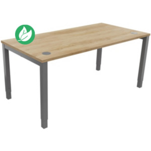 Bureau ajustable en hauteur Burocolor avec obturateurs - L.160 x P.80 cm - Plateau Chêne Nebraska - Pieds Aluminium Bureau ajustable en hauteur Burocolor avec obturateurs - L.160 x P.80 cm - Plateau Chêne Nebraska - Pieds Aluminium