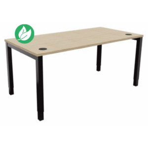 Bureau ajustable en hauteur Burocolor avec obturateurs - L.160 x P.80 cm - Plateau Chêne - Pieds Noir Bureau ajustable en hauteur Burocolor avec obturateurs - L.160 x P.80 cm - Plateau Chêne - Pieds Noir