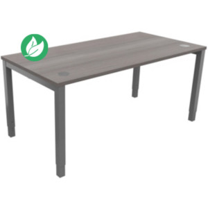 Bureau ajustable en hauteur Burocolor avec obturateurs - L.160 x P.80 cm - Plateau Cèdre - Pieds Aluminium Bureau ajustable en hauteur Burocolor avec obturateurs - L.160 x P.80 cm - Plateau Cèdre - Pieds Aluminium