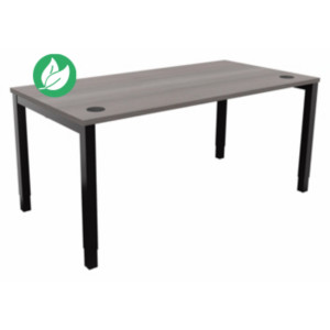 Bureau ajustable en hauteur Burocolor avec obturateurs - L.160 x P.80 cm - Plateau Cèdre - Pieds Noir Bureau ajustable en hauteur Burocolor avec obturateurs - L.160 x P.80 cm - Plateau Cèdre - Pieds Noir