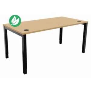 Bureau ajustable en hauteur Burocolor avec obturateurs - L.160 x P.80 cm - Plateau Hêtre - Pieds Noir Bureau ajustable en hauteur Burocolor avec obturateurs - L.160 x P.80 cm - Plateau Hêtre - Pieds Noir