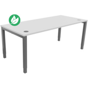 Bureau ajustable en hauteur Burocolor avec obturateurs - L.180 x P.80 cm - Plateau Blanc - Pieds Aluminium Bureau ajustable en hauteur Burocolor avec obturateurs - L.180 x P.80 cm - Plateau Blanc - Pieds Aluminium