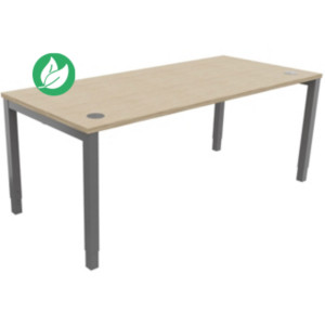 Bureau ajustable en hauteur Burocolor avec obturateurs - L.180 x P.80 cm - Plateau Chêne - Pieds Aluminium Bureau ajustable en hauteur Burocolor avec obturateurs - L.180 x P.80 cm - Plateau Chêne - Pieds Aluminium