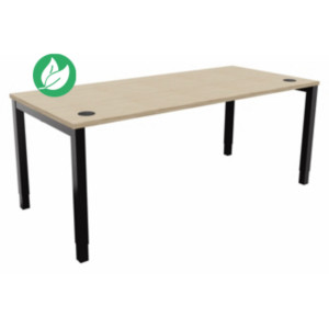 Bureau ajustable en hauteur Burocolor avec obturateurs - L.180 x P.80 cm - Plateau Chêne - Pieds Noir Bureau ajustable en hauteur Burocolor avec obturateurs - L.180 x P.80 cm - Plateau Chêne - Pieds Noir