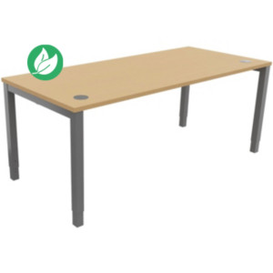 Bureau ajustable en hauteur Burocolor avec obturateurs - L.180 x P.80 cm - Plateau Hêtre - Pieds Aluminium Bureau ajustable en hauteur Burocolor avec obturateurs - L.180 x P.80 cm - Plateau Hêtre - Pieds Aluminium