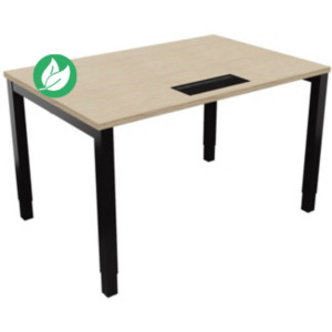 Bureau ajustable en hauteur Burocolor avec trappe d'accès - L.120 x P.80 cm - Plateau Chêne - Pieds Noir Bureau ajustable en hauteur Burocolor avec trappe d'accès - L.120 x P.80 cm - Plateau Chêne - Pieds Noir