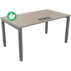 Bureau ajustable en hauteur Burocolor avec trappe d'accès - L.140 x P.80 cm - Plateau Argile - Pieds Aluminium Bureau ajustable en hauteur Burocolor avec trappe d'accès - L.140 x P.80 cm - Plateau Argile - Pieds Aluminium