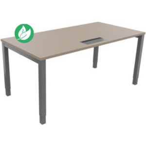 Bureau ajustable en hauteur Burocolor avec trappe d'accès - L.160 x P.80 cm - Plateau Argile - Pieds Aluminium Bureau ajustable en hauteur Burocolor avec trappe d'accès - L.160 x P.80 cm - Plateau Argile - Pieds Aluminium