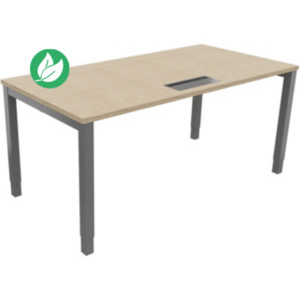 Bureau ajustable en hauteur Burocolor avec trappe d'accès - L.160 x P.80 cm - Plateau Chêne - Pieds Aluminium Bureau ajustable en hauteur Burocolor avec trappe d'accès - L.160 x P.80 cm - Plateau Chêne - Pieds Aluminium