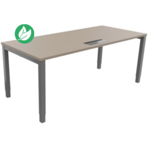 Bureau ajustable en hauteur Burocolor avec trappe d'accès - L.180 x P.80 cm - Plateau Argile - Pieds Aluminium Bureau ajustable en hauteur Burocolor avec trappe d'accès - L.180 x P.80 cm - Plateau Argile - Pieds Aluminium