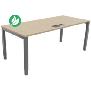 Bureau ajustable en hauteur Burocolor avec trappe d'accès - L.180 x P.80 cm - Plateau Chêne - Pieds Aluminium Bureau ajustable en hauteur Burocolor avec trappe d'accès - L.180 x P.80 cm - Plateau Chêne - Pieds Aluminium