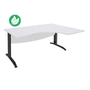 Bureau d'angle compact retour à droite Activity métal L.180 x P.120 cm - Plateau Blanc - Pieds L Anthracite