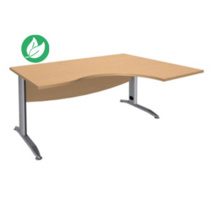 Bureau d'angle compact retour à droite Activity métal L.180 x P.120 cm - Plateau Hêtre - Pieds L Aluminium Bureau d'angle compact retour à droite Activity métal L.180 x P.120 cm - Plateau Hêtre - Pieds L Aluminium