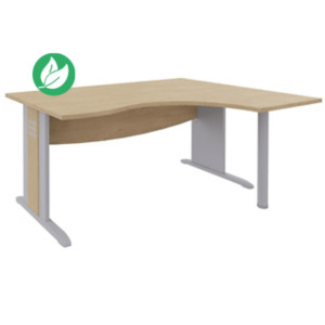 Bureau d'angle compact retour à droite Axiome - L.160 x P.120 cm - Plateau Chêne - Pieds L Aluminium Bureau d'angle compact retour à droite Axiome - L.160 x P.120 cm - Plateau Chêne - Pieds L Aluminium