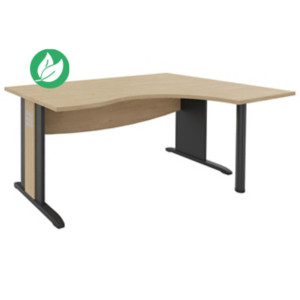 Bureau d'angle compact retour à droite Axiome - L.160 x P.120 cm - Plateau Chêne - Pieds L Anthracite Bureau d'angle compact retour à droite Axiome - L.160 x P.120 cm - Plateau Chêne - Pieds L Anthracite