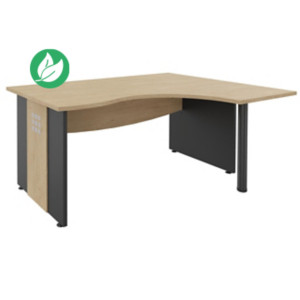 Bureau d'angle compact retour à droite Axiome - L.160 x P.120 cm - Plateau Chêne - Pieds panneaux Anthracite Bureau d'angle compact retour à droite Axiome - L.160 x P.120 cm - Plateau Chêne - Pieds panneaux Anthracite