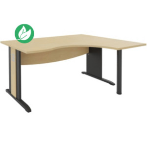 Bureau d'angle compact retour à droite Axiome - L.160 x P.120 cm - Plateau Hêtre - Pieds L Anthracite Bureau d'angle compact retour à droite Axiome - L.160 x P.120 cm - Plateau Hêtre - Pieds L Anthracite
