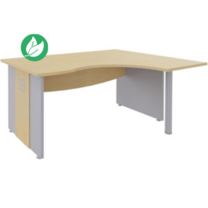 Bureau d'angle compact retour à droite Axiome - L.160 x P.120 cm - Plateau Hêtre - Pieds panneaux Aluminium Bureau d'angle compact retour à droite Axiome - L.160 x P.120 cm - Plateau Hêtre - Pieds panneaux Aluminium