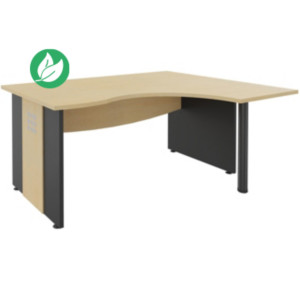 Bureau d'angle compact retour à droite Axiome - L.160 x P.120 cm - Plateau Hêtre - Pieds panneaux Anthracite Bureau d'angle compact retour à droite Axiome - L.160 x P.120 cm - Plateau Hêtre - Pieds panneaux Anthracite