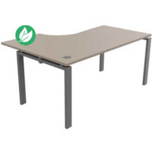 Bureau d'angle compact retour à droite E-link - L.160 x P.110 cm - Plateau Argile - Pieds Aluminium Bureau d'angle compact retour à droite E-link - L.160 x P.110 cm - Plateau Argile - Pieds Aluminium
