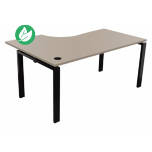 Bureau d'angle compact retour à droite E-link - L.160 x P.110 cm - Plateau Argile - Pieds Noir Bureau d'angle compact retour à droite E-link - L.160 x P.110 cm - Plateau Argile - Pieds Noir