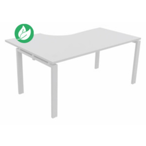 Bureau d'angle compact retour à droite E-link - L.160 x P.110 cm - Plateau Blanc - Pieds Blanc Bureau d'angle compact retour à droite E-link - L.160 x P.110 cm - Plateau Blanc - Pieds Blanc