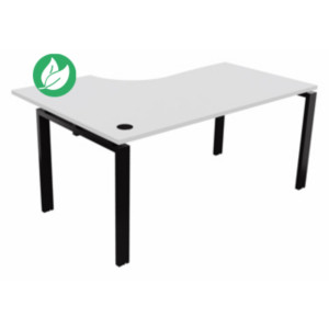 Bureau d'angle compact retour à droite E-link - L.160 x P.110 cm - Plateau Blanc - Pieds Noir Bureau d'angle compact retour à droite E-link - L.160 x P.110 cm - Plateau Blanc - Pieds Noir