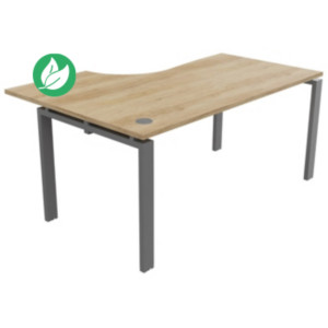 Bureau d'angle compact retour à droite E-link - L.160 x P.110 cm - Plateau Chêne Nebraska - Pieds Aluminium Bureau d'angle compact retour à droite E-link - L.160 x P.110 cm - Plateau Chêne Nebraska - Pieds Aluminium
