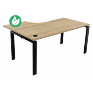 Bureau d'angle compact retour à droite E-link - L.160 x P.110 cm - Plateau Chêne Nebraska - Pieds Noir Bureau d'angle compact retour à droite E-link - L.160 x P.110 cm - Plateau Chêne Nebraska - Pieds Noir