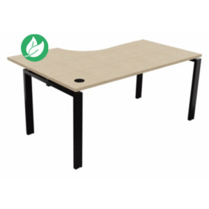 Bureau d'angle compact retour à droite E-link - L.160 x P.110 cm - Plateau Chêne - Pieds Noir Bureau d'angle compact retour à droite E-link - L.160 x P.110 cm - Plateau Chêne - Pieds Noir