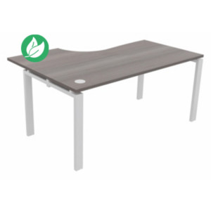 Bureau d'angle compact retour à droite E-link - L.160 x P.110 cm - Plateau Cèdre - Pieds Blanc Bureau d'angle compact retour à droite E-link - L.160 x P.110 cm - Plateau Cèdre - Pieds Blanc